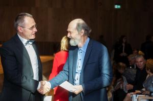 Kultuuriminister Tõnis Lukas ja Arvo Pärt